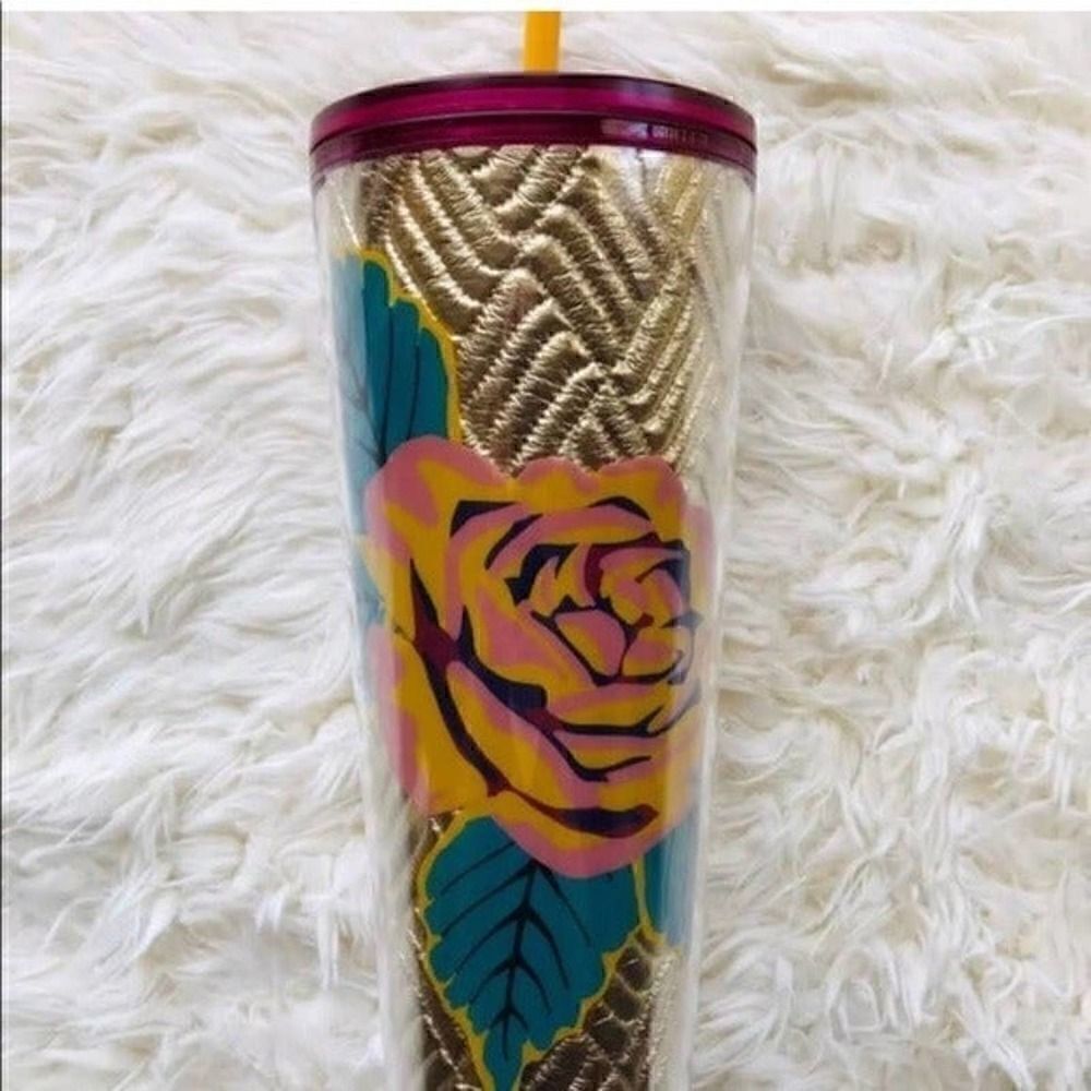 Starbucks Gold Foil Quilt w/Rose Venti Tumbler - FALL 2020 - HTF - RARE